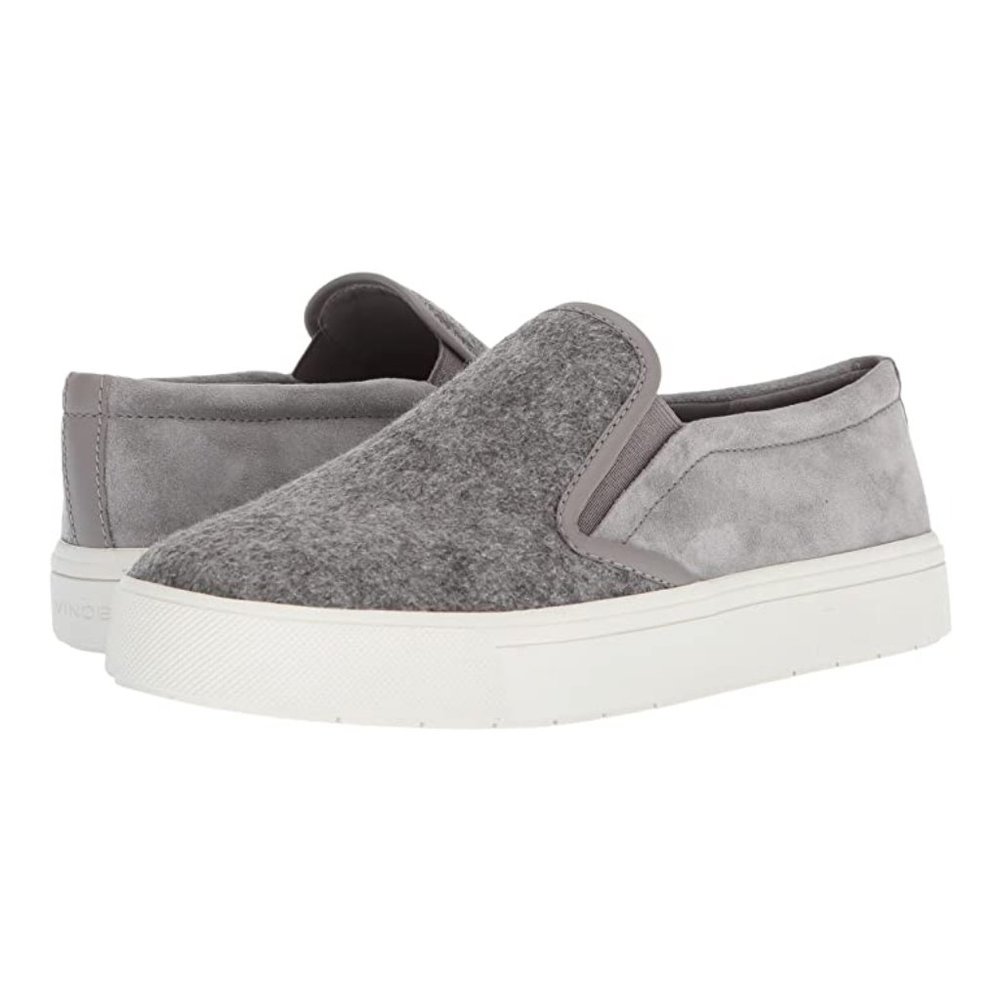 Vince Womens Banler Wool and Suede Leather Slip-On Sneaker